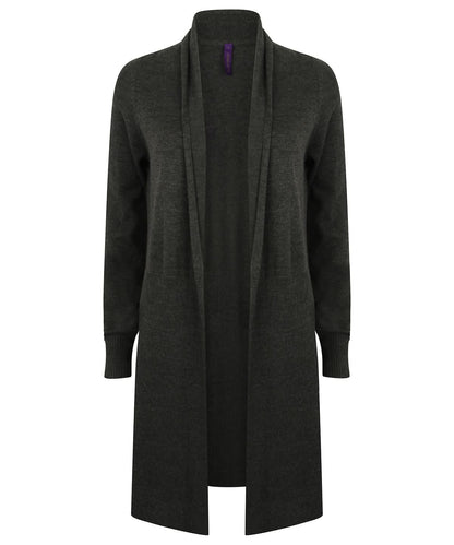 Henbury WomenS Longline Open Cardigan HB719 - Grey Marl - Customisable Cardigans