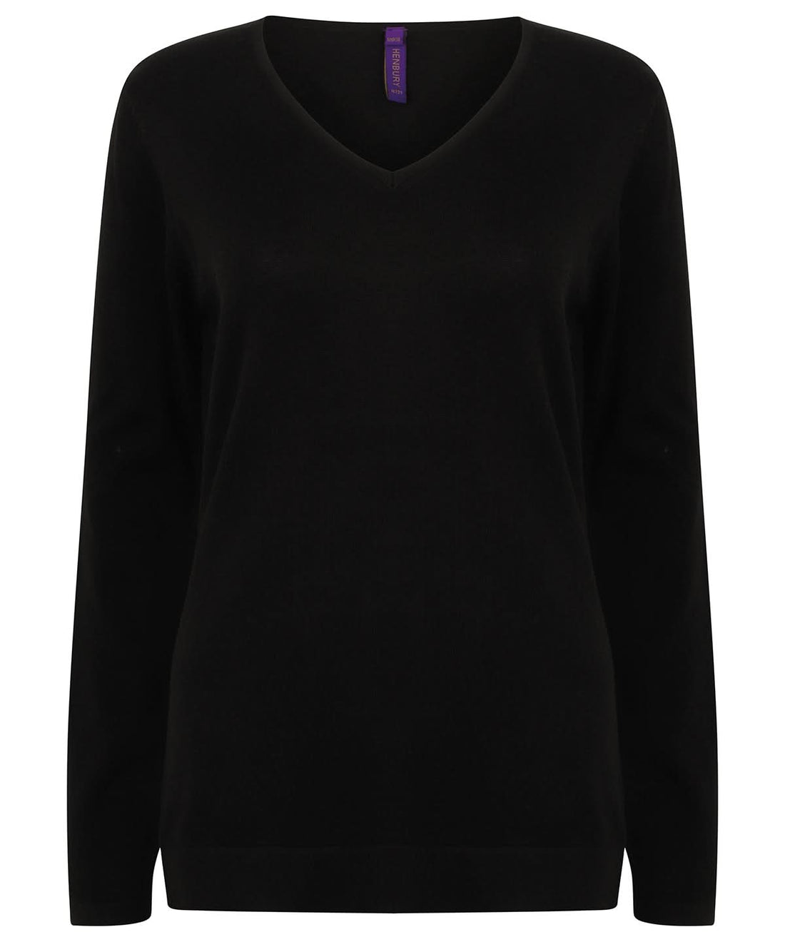 Henbury WomenS 12 Gauge V Neck Jumper HB721 - Black - Customisable Knitted Jumpers