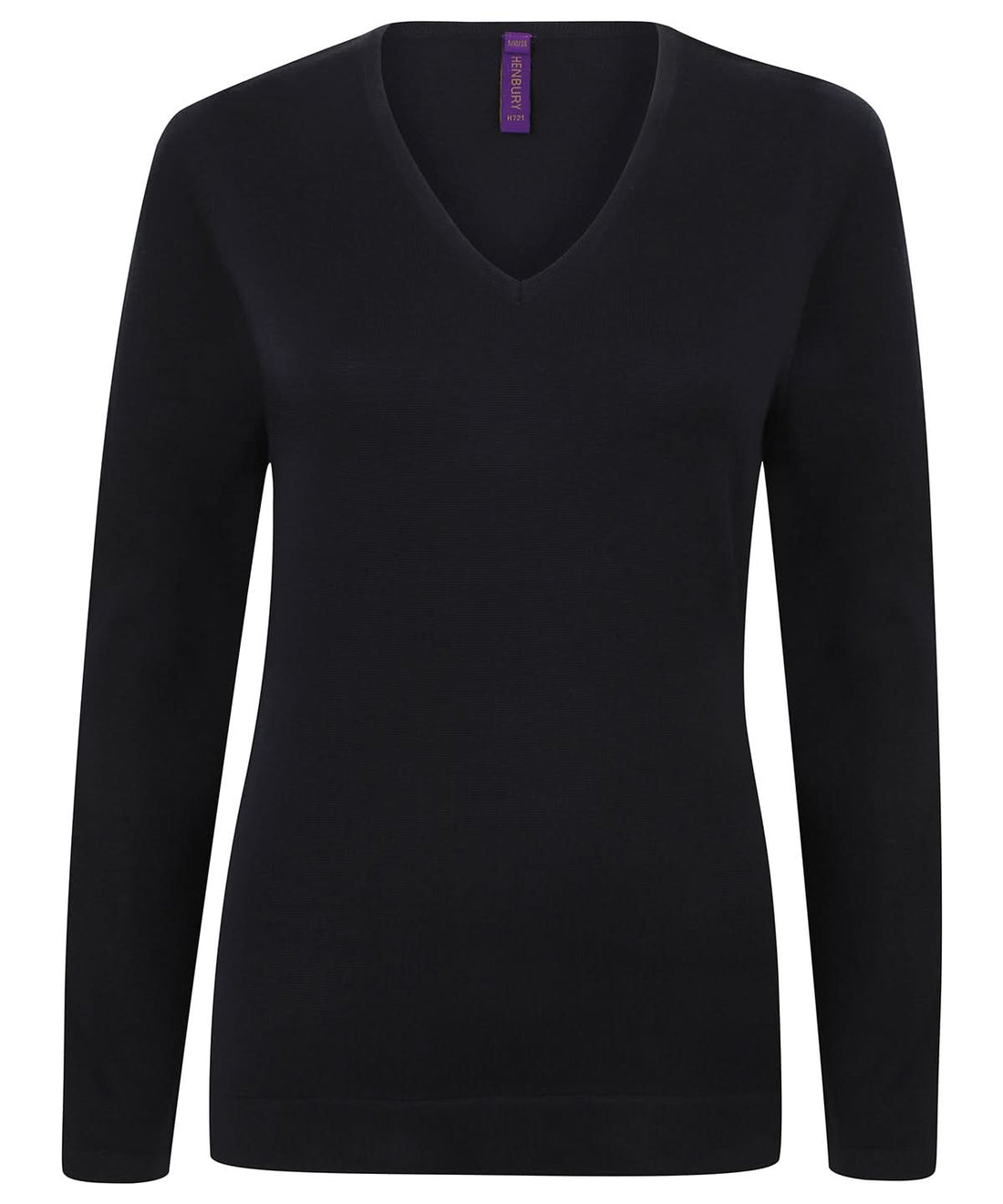 Henbury WomenS 12 Gauge V Neck Jumper HB721 - Navy - Customisable Knitted Jumpers