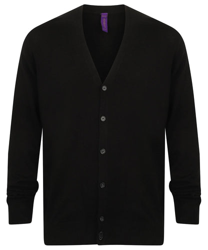 Henbury V Button Cardigan HB722 - Black - Customisable Cardigans
