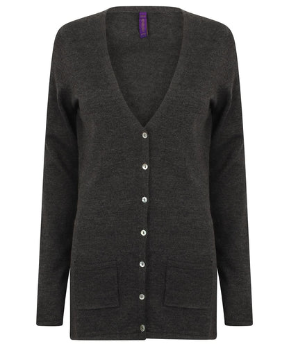 Henbury WomenS V Button Cardigan HB723 - Grey Marl - Customisable Cardigans