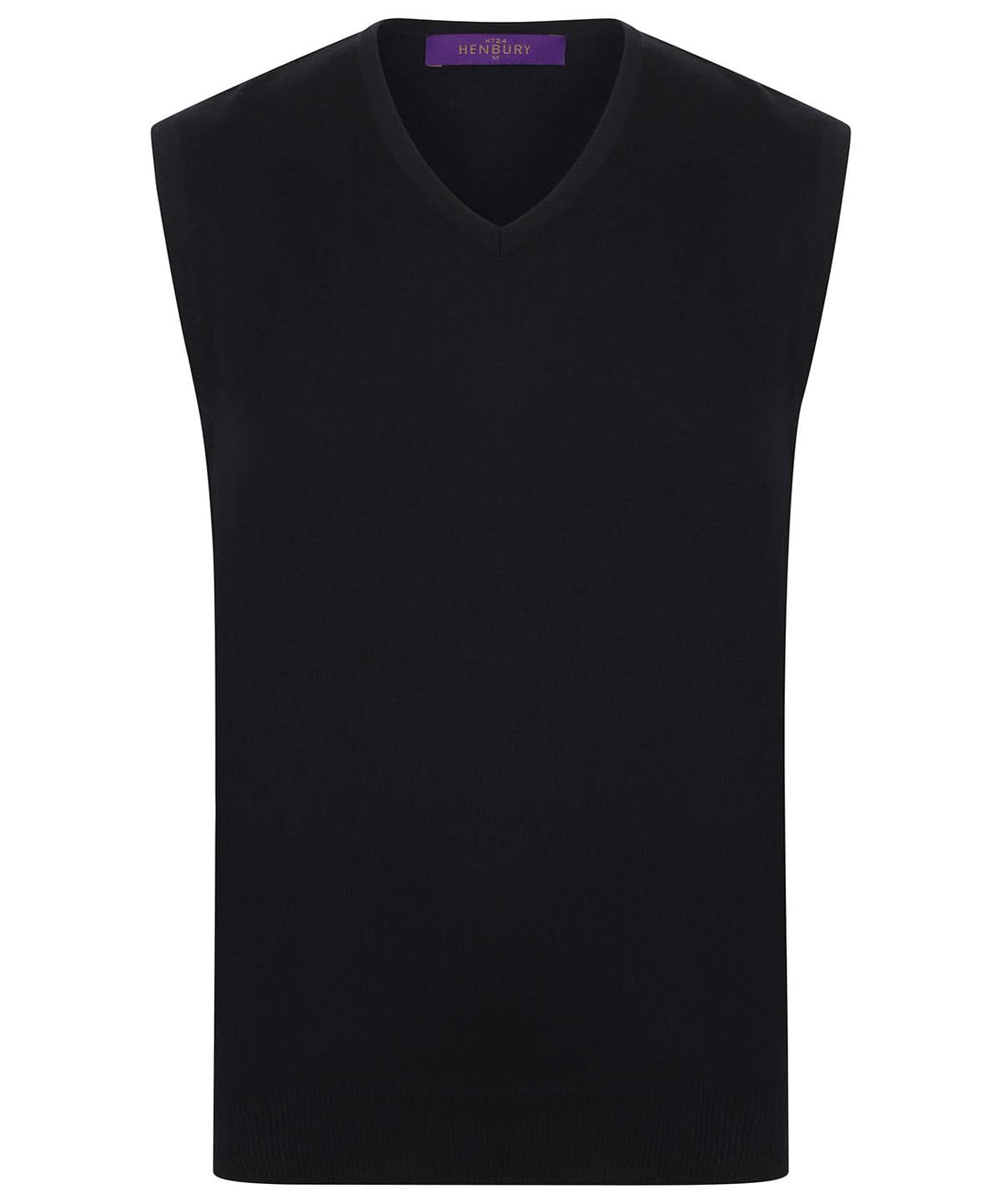 Henbury Sleeveless V Neck Jumper HB724 - Black - Customisable Knitted Jumpers