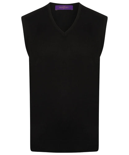 Henbury Sleeveless V Neck Jumper HB724 - Navy - Customisable Knitted Jumpers