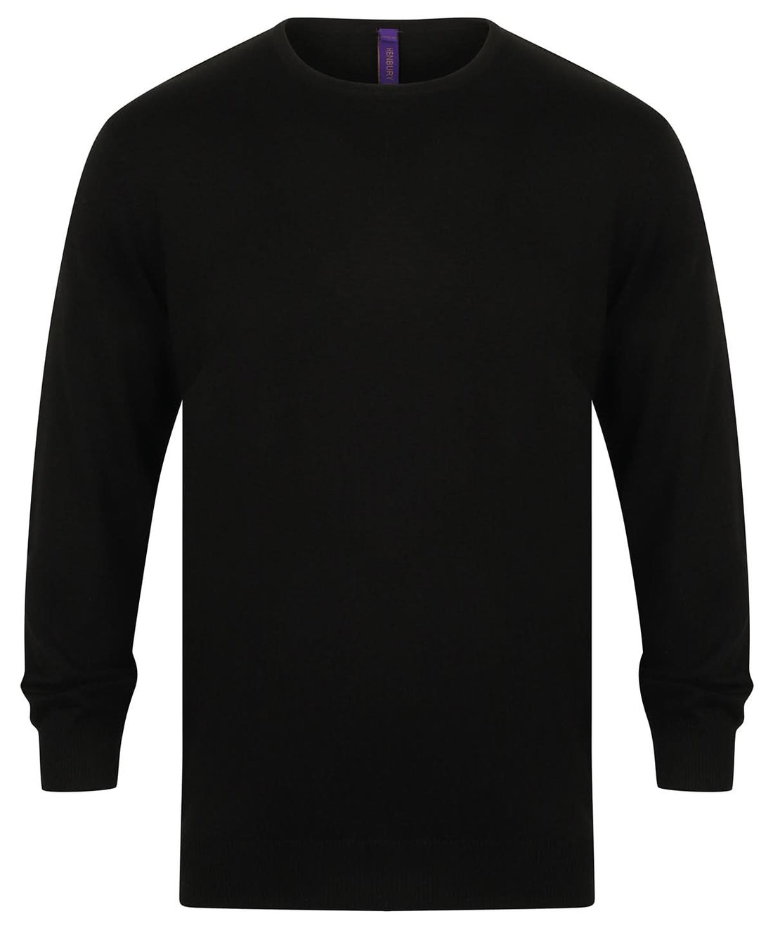 Henbury Crew Neck Jumper HB725 - Black - Customisable Knitted Jumpers