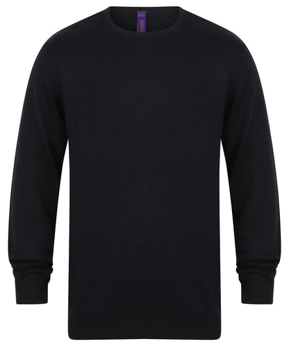 Henbury Crew Neck Jumper HB725 - Navy - Customisable Knitted Jumpers