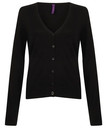 Henbury WomenS V Neck Cardigan HB726 - Black - Customisable Cardigans