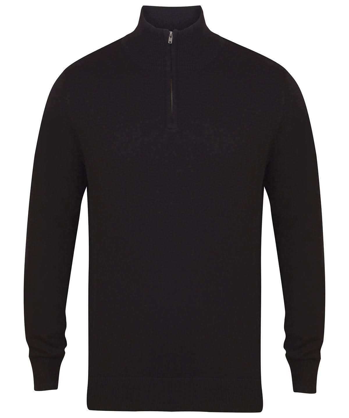 Henbury Zip Jumper HB729 - Black - Customisable Knitted Jumpers