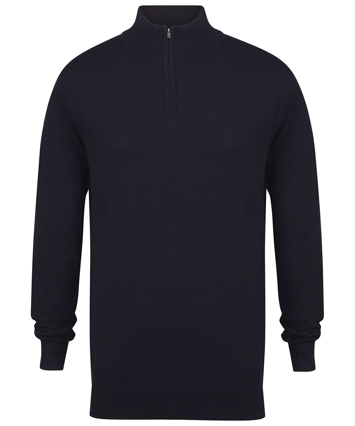Henbury Zip Jumper HB729 - Navy - Customisable Knitted Jumpers