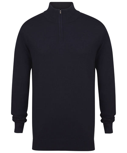 Henbury Zip Jumper HB729 - Navy - Customisable Knitted Jumpers