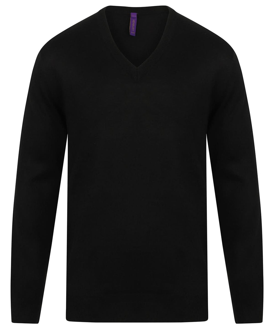Henbury Cashmere Touch Acrylic V Neck Jumper HB760 - Black - Customisable Knitted Jumpers