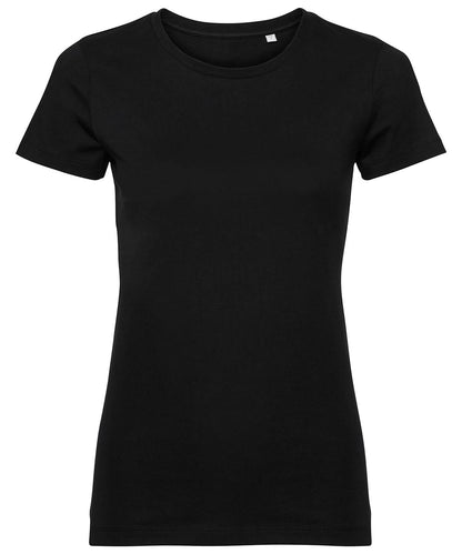 Russell Short Sleeve Europe Womens pure organic tee J108F - Black - Customisable T-Shirts