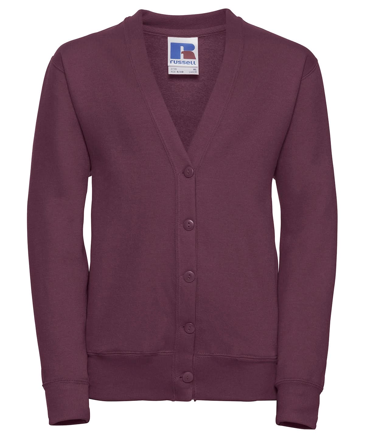 Russell Europe Kids cardigan J273B - Burgundy - Customisable Cardigans