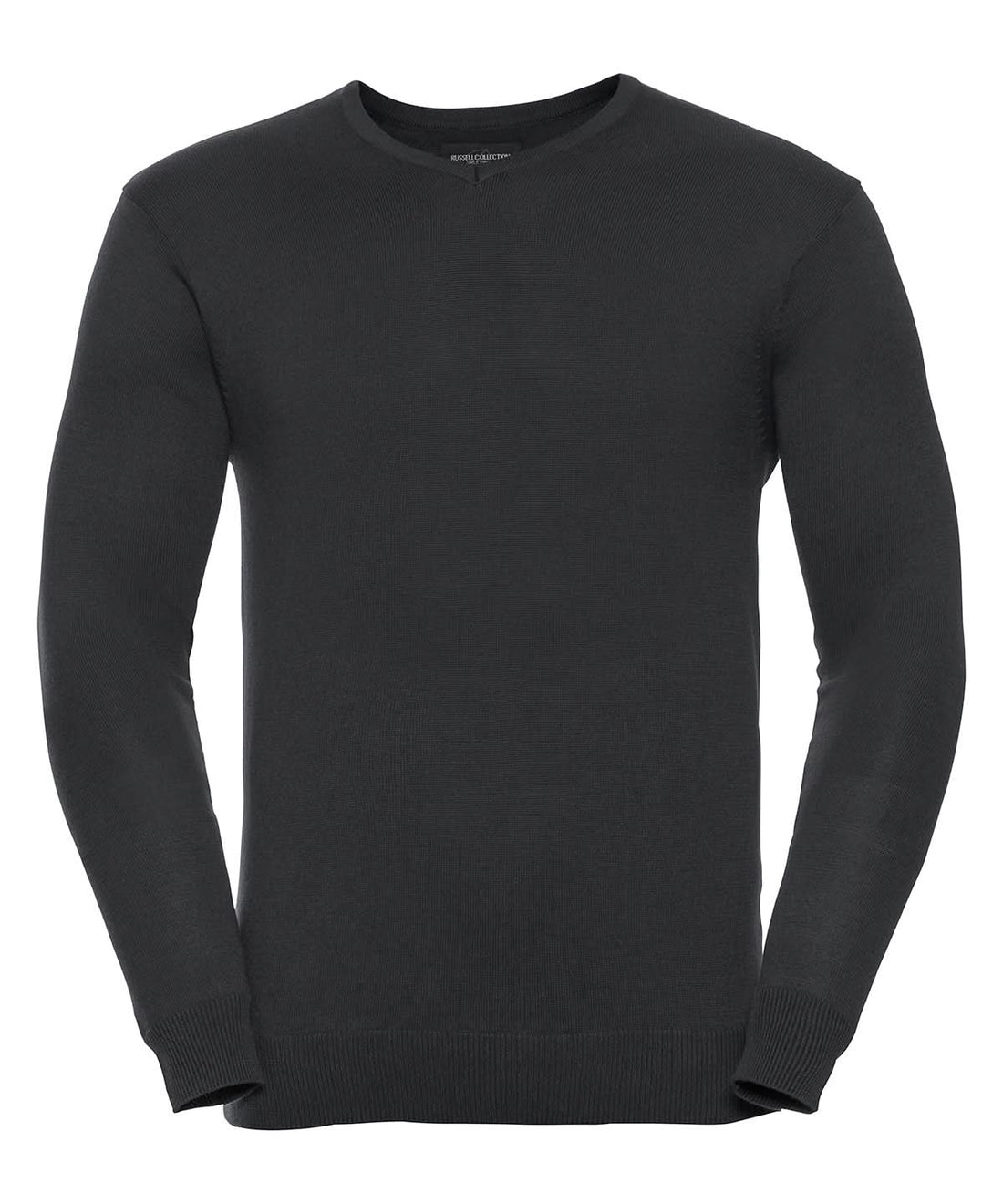 Russell Collection V neck knitted sweater J710M - Black - Customisable Knitted Jumpers