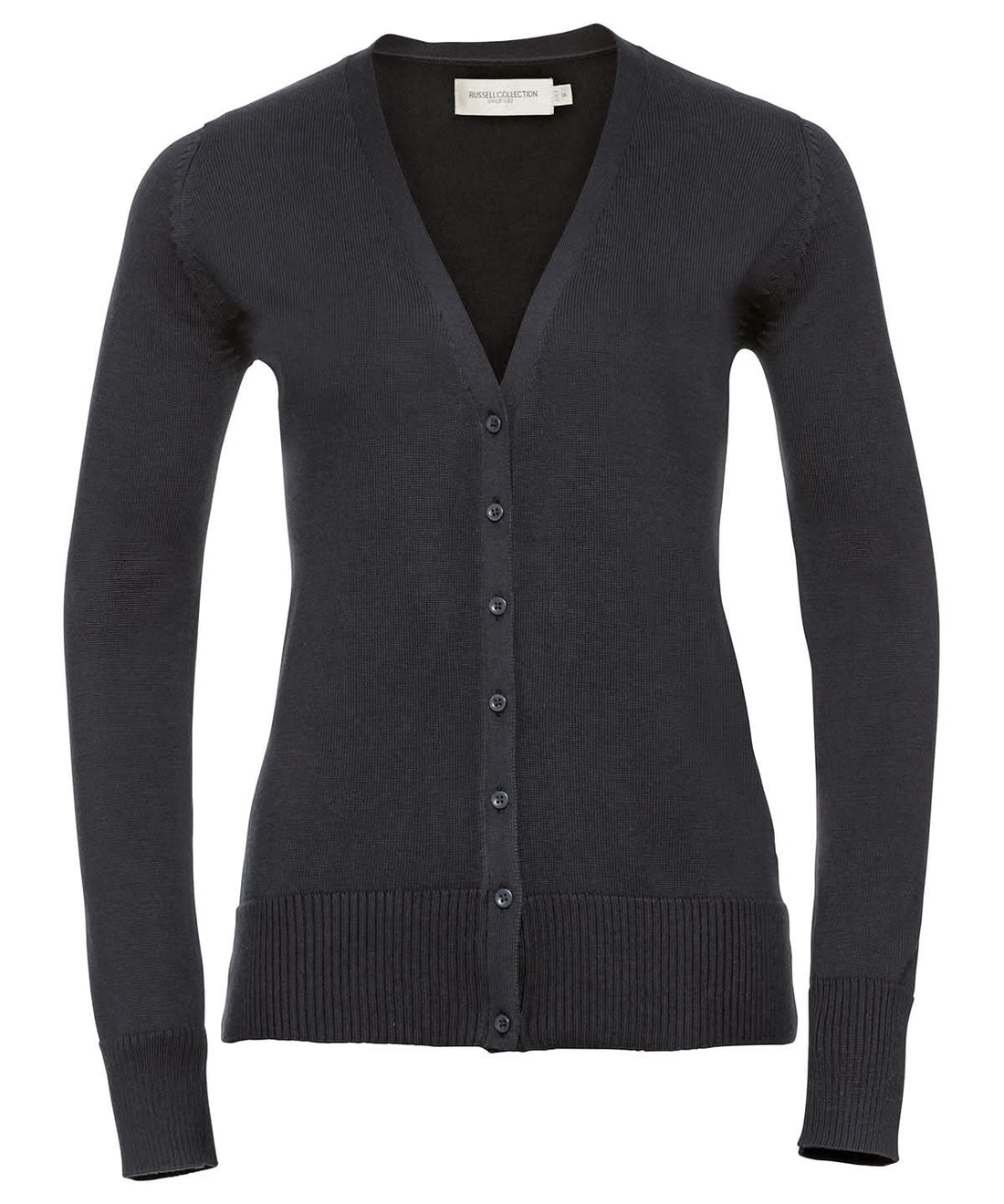 Russell Collection Womens v neck knitted cardigan J715F - Charcoal Marl - Customisable Cardigans