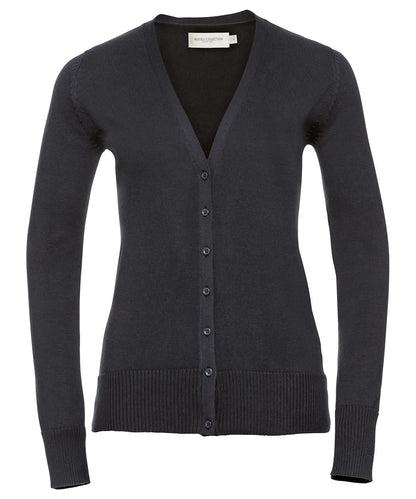 Russell Collection Womens v neck knitted cardigan J715F - Charcoal Marl - Customisable Cardigans