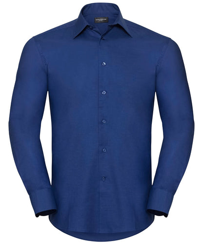 Russell Collection Long sleeve easycare tailored Oxford shirt J922M - Bright Royal - Customisable Shirts