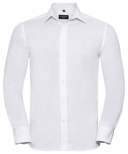Russell Collection Long sleeve easycare tailored Oxford shirt J922M - White - Customisable Shirts