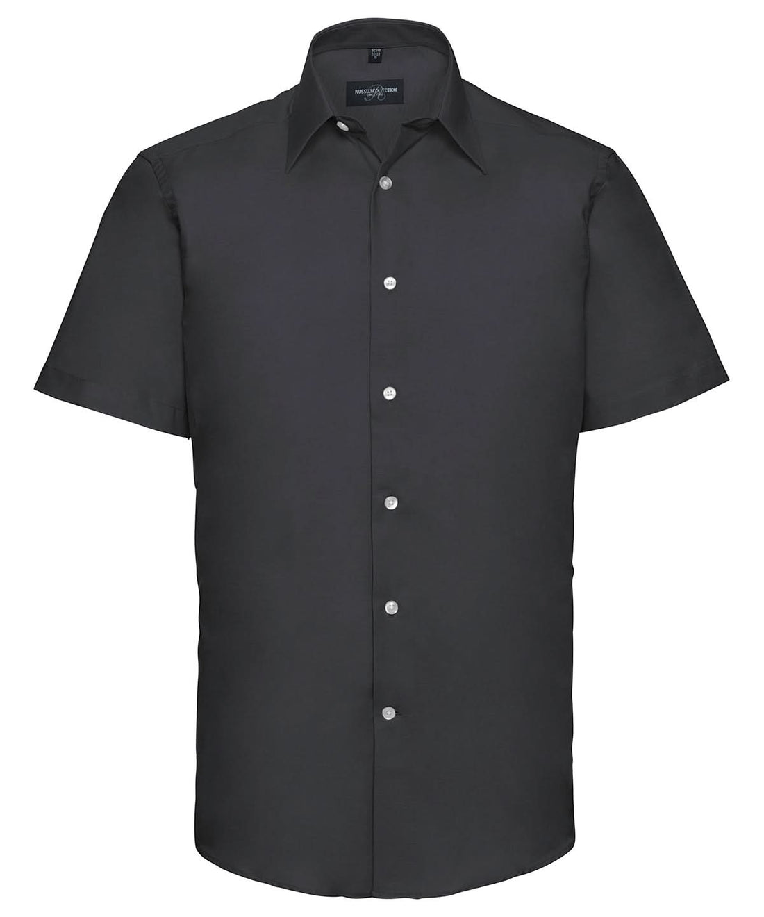 Russell Collection Short sleeve easycare tailored Oxford shirt J923M - Black - Customisable Shirts