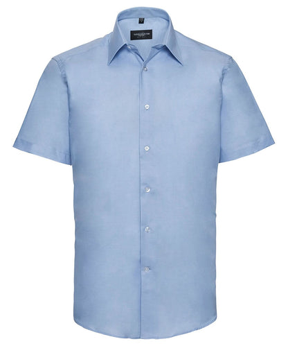 Russell Collection Short sleeve easycare tailored Oxford shirt J923M - Oxford Blue - Customisable Shirts