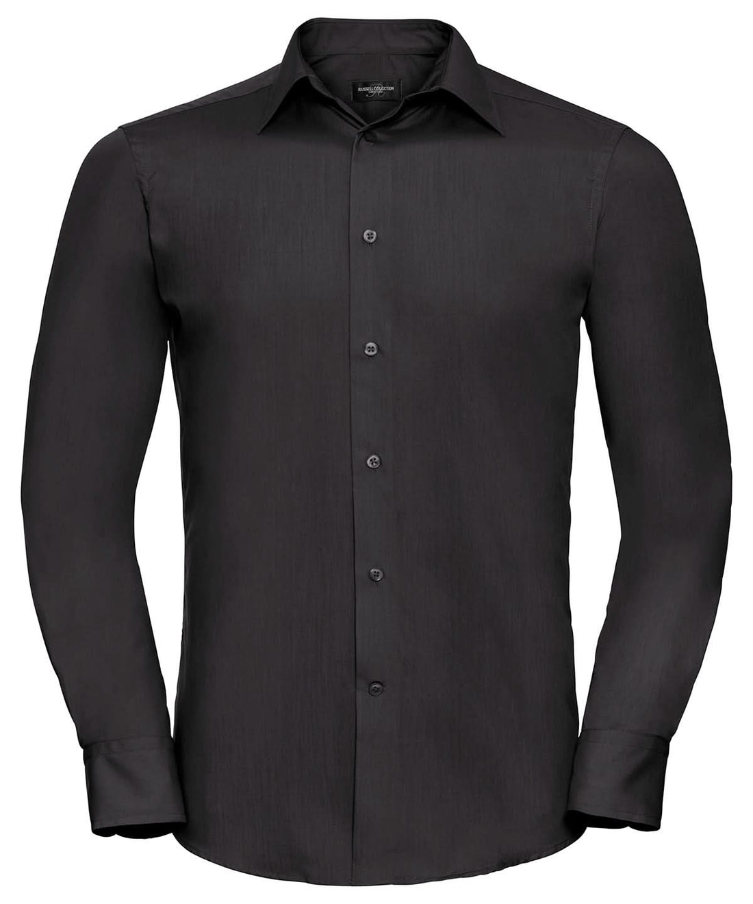 Russell Collection Long sleeve polycotton easycare fitted poplin shirt J924M - Black - Customisable Shirts
