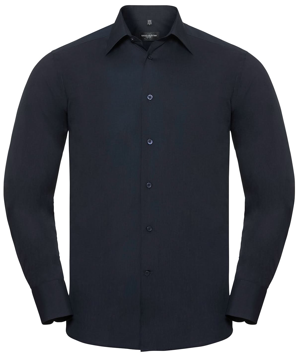 Russell Collection Long sleeve polycotton easycare fitted poplin shirt J924M - French Navy - Customisable Shirts