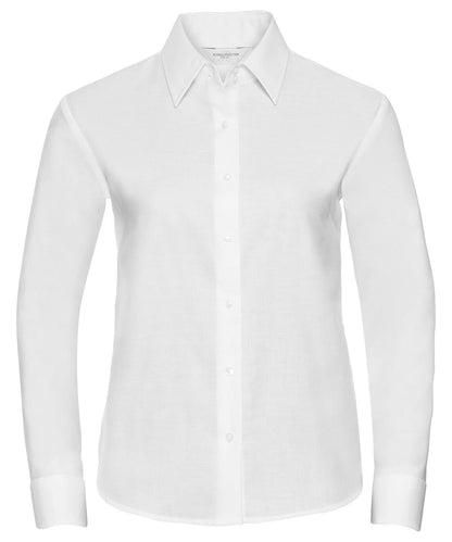 Russell Collection Womens long sleeve easycare Oxford shirt J932F - White - Customisable Shirts