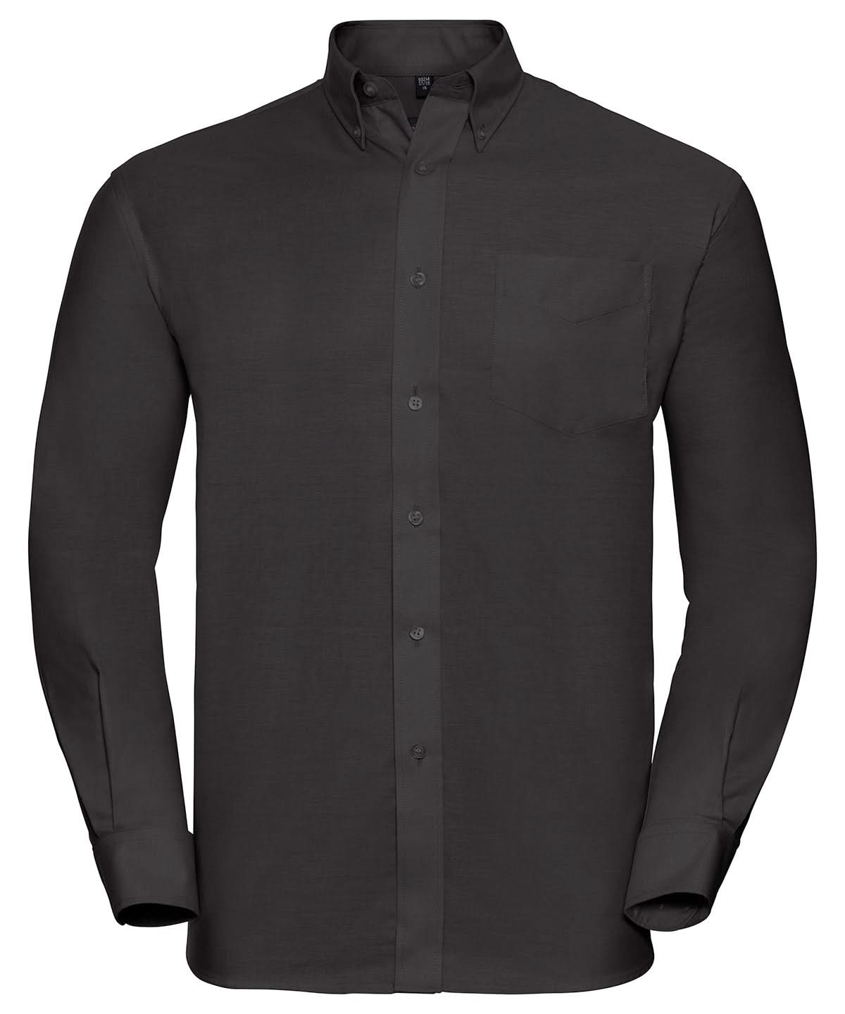 Russell Collection Long sleeve easycare Oxford shirt J932M - Black - Customisable Shirts