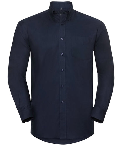 Russell Collection Long sleeve easycare Oxford shirt J932M - Bright Navy - Customisable Shirts
