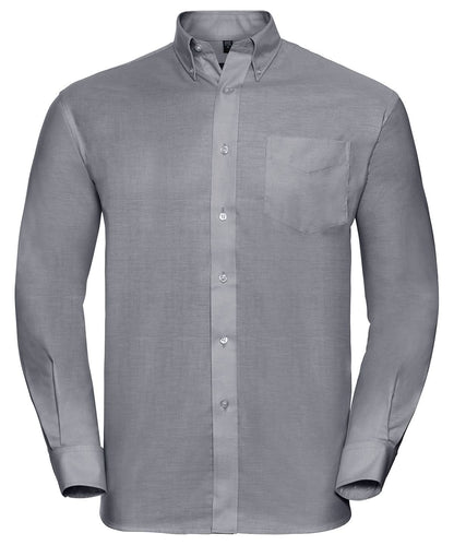 Russell Collection Long sleeve easycare Oxford shirt J932M - Silver - Customisable Shirts