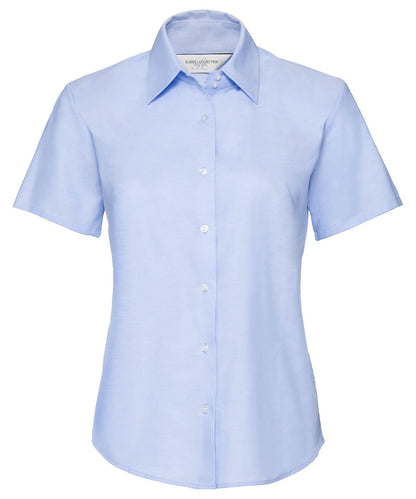 Russell Collection Womens short sleeve Oxford shirt J933F - Oxford Blue - Customisable Shirts