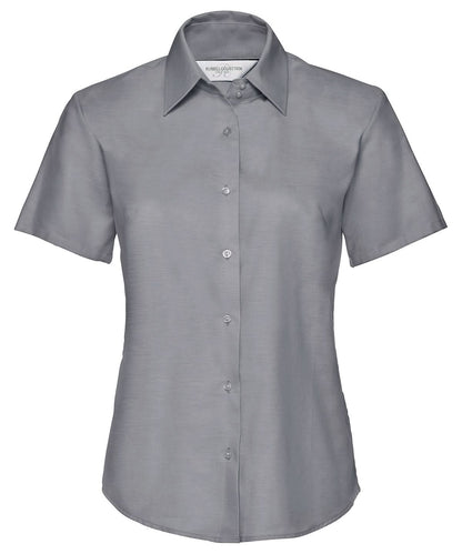 Russell Collection Womens short sleeve Oxford shirt J933F - Silver - Customisable Shirts