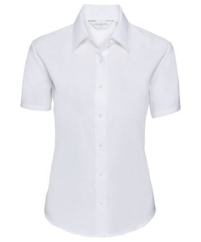 Russell Collection Womens short sleeve Oxford shirt J933F - White - Customisable Shirts