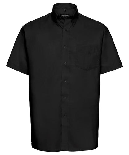 Russell Collection Short sleeve easycare Oxford shirt J933M - Black - Customisable Shirts