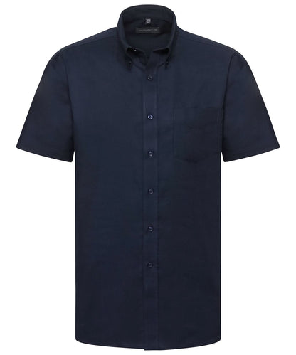 Russell Collection Short sleeve easycare Oxford shirt J933M - Bright Navy - Customisable Shirts