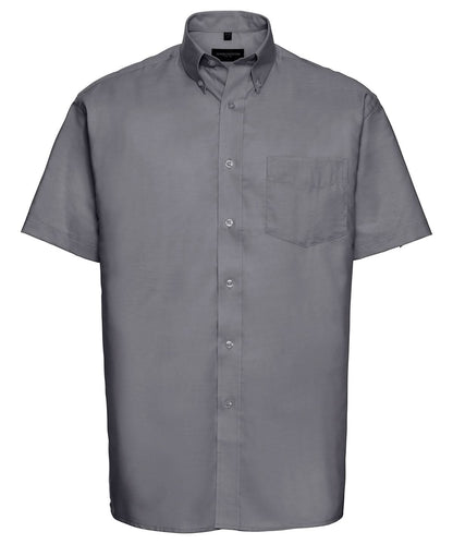 Russell Collection Short sleeve easycare Oxford shirt J933M - Silver - Customisable Shirts