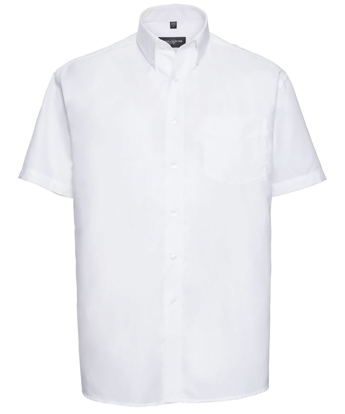 Russell Collection Short sleeve easycare Oxford shirt J933M - White - Customisable Shirts