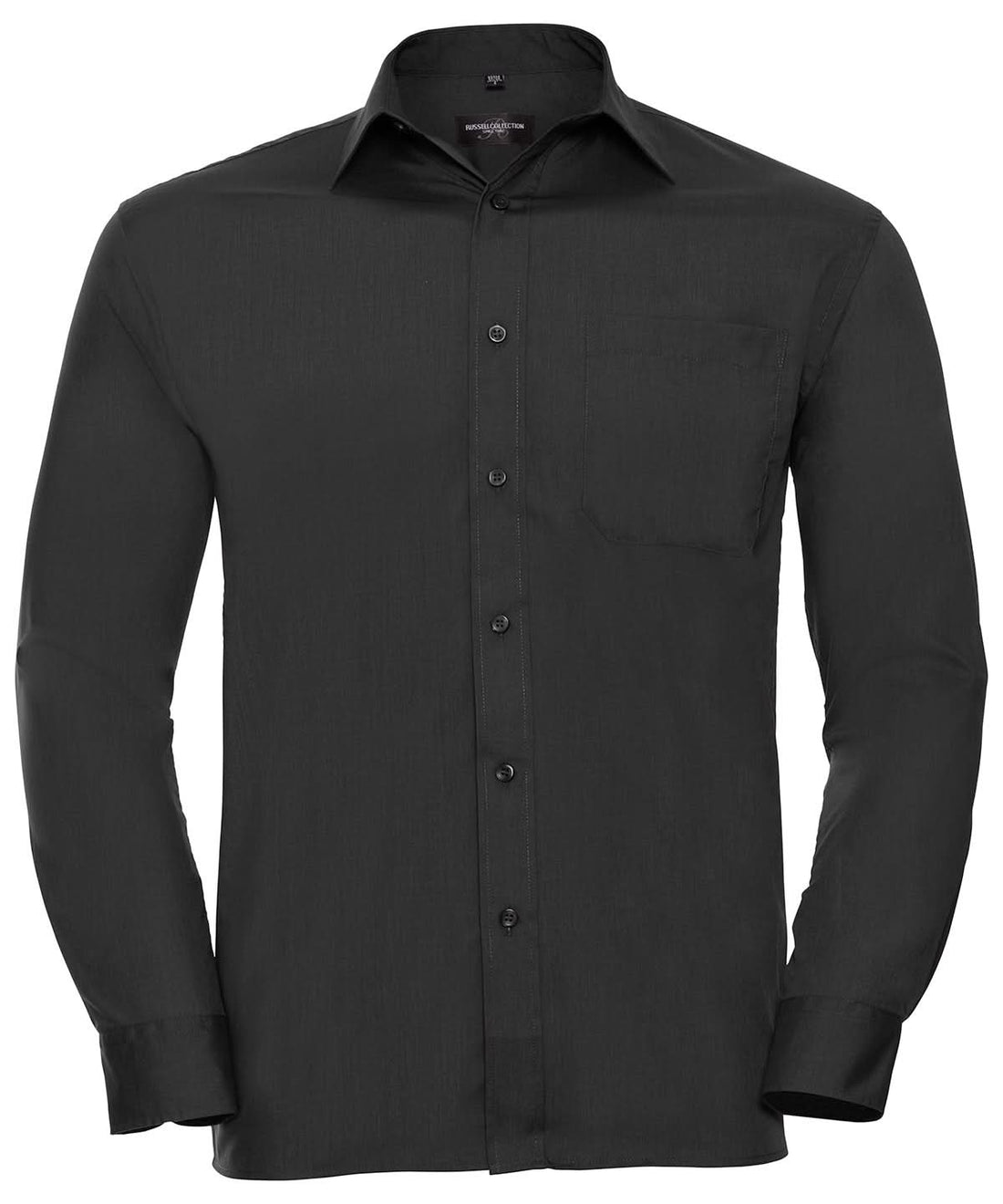 Russell Collection Long sleeve polycotton easycare poplin shirt J934M - Black - Customisable Shirts