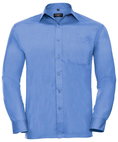 Russell Collection Long sleeve polycotton easycare poplin shirt J934M - Corporate Blue - Customisable Shirts