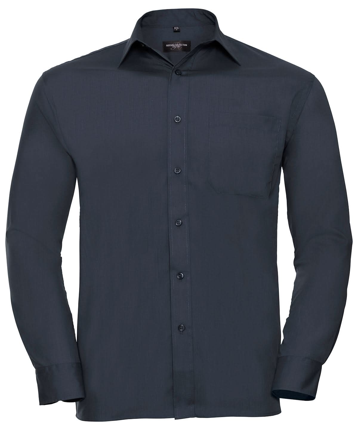 Russell Collection Long sleeve polycotton easycare poplin shirt J934M - French Navy - Customisable Shirts