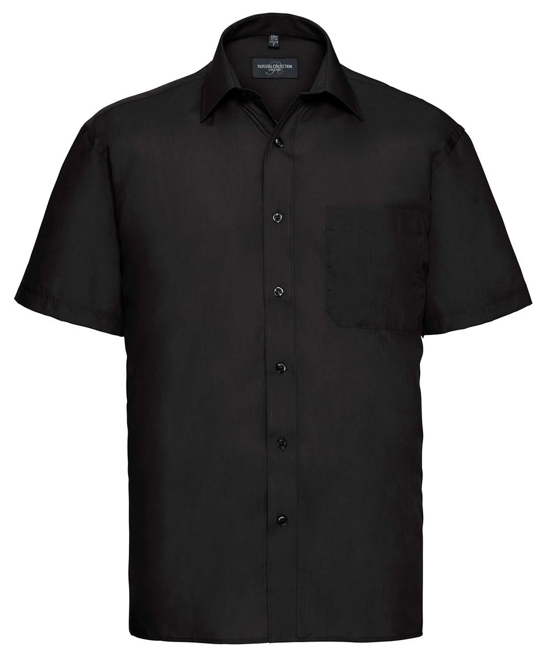 Russell Collection Short sleeve polycotton easycare poplin shirt J935M - Black - Customisable Shirts