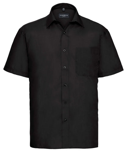 Russell Collection Short sleeve polycotton easycare poplin shirt J935M - Black - Customisable Shirts