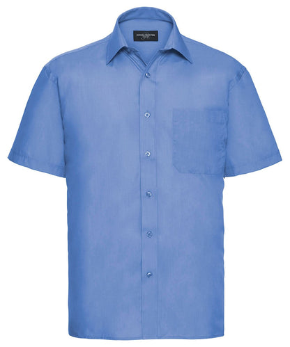 Russell Collection Short sleeve polycotton easycare poplin shirt J935M - Corporate Blue - Customisable Shirts