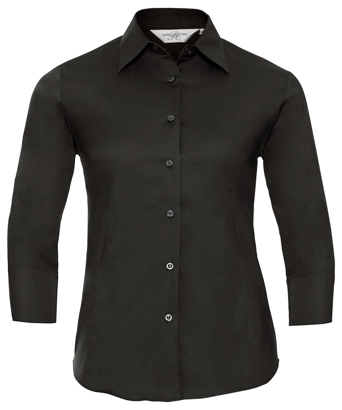 Russell Collection Womens sleeve easycare fitted shirt J946F - Black - Customisable Shirts