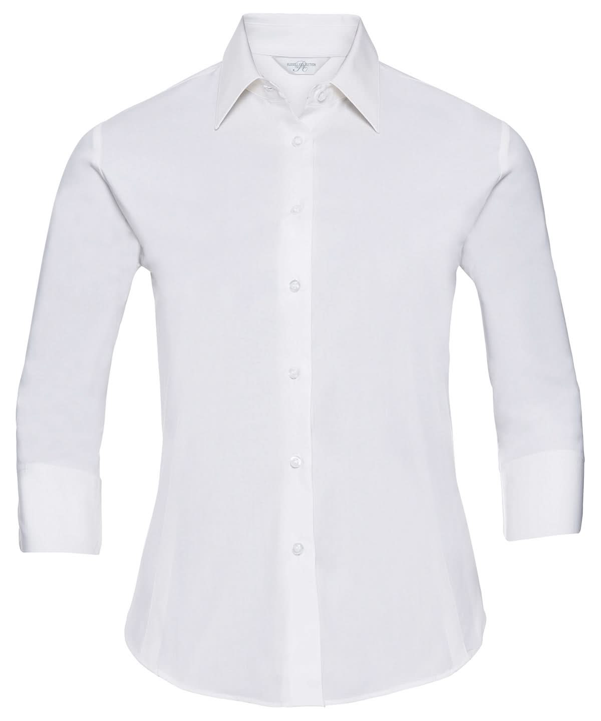 Russell Collection Womens sleeve easycare fitted shirt J946F - White - Customisable Shirts