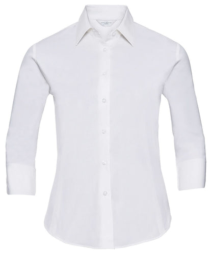 Russell Collection Womens sleeve easycare fitted shirt J946F - White - Customisable Shirts