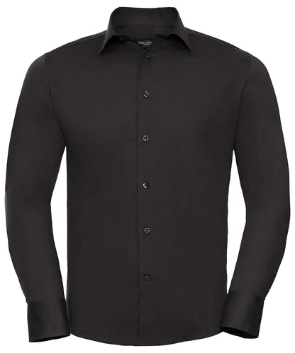 Russell Collection Long sleeve easycare fitted shirt J946M - Black - Customisable Shirts