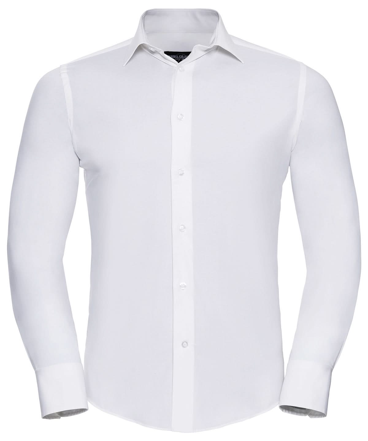 Russell Collection Long sleeve easycare fitted shirt J946M - White - Customisable Shirts