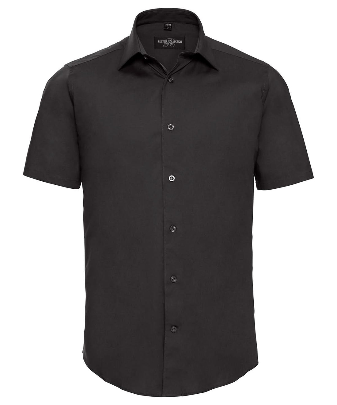 Russell Collection Short sleeve easycare fitted shirt J947M - Black - Customisable Shirts