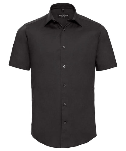 Russell Collection Short sleeve easycare fitted shirt J947M - Black - Customisable Shirts