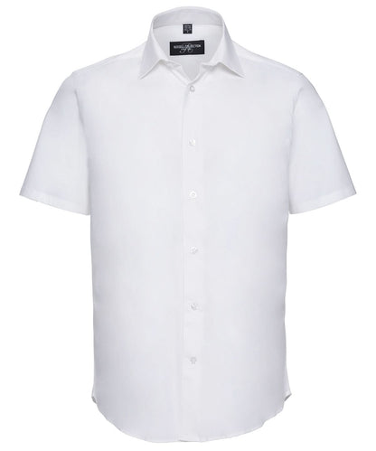 Russell Collection Short sleeve easycare fitted shirt J947M - White - Customisable Shirts